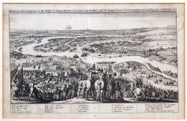 168-An illustration of the town and the occasion on which His Highness King of Sweden and his army crossed the Rhine, forced the Spanish cavalry to flee, and conquered the town of Oppenheim on the 7th of December 1631. 