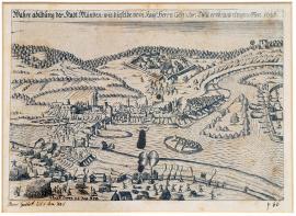 112-The actual illustration of Münden, which was conquered and seized in 1626 by the Imperial General, Count Tilly.