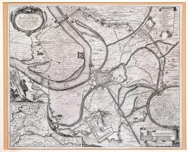 209-„Obléhání Rheinbergu, zobrazeného se svými rozměry podle skutečnosti na příkaz jeho excelence knížete Bedřicha Jindřicha Nassavského. (Provedeno) podle díla známých a slavných umělců Petra Manteaua a Jakuba Culen-burgha roku 1633.