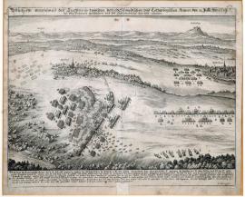 214-A true depiction of the battle between the Swedish and Lorraine armies on 31 of July 1633 at Pfaffenhofen, in which the Swedish ‚got the field‘ (i.e. won).
