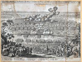 229-Původní vyobrazení tuhého střetnutí, jež se událo mezi císařskými a kurfiřtsko-saskými armádami u Lehnice 1634.