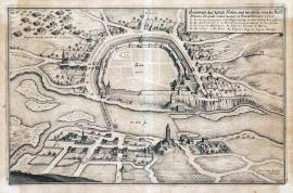 272-Půdorys města Kolína, které bylo císařskou armádou násilím dobyto v měsíci únoru 1640.