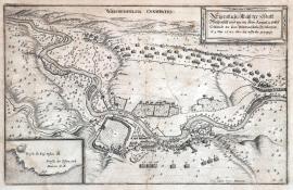 291-Původní nákres města Weissenfelsu a jak císařská armáda pod velením generála polního maršálka Piccolominiho dne 9. května 1641 překročila Sálu.