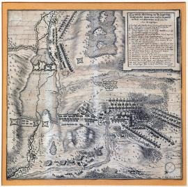 294-An original depiction of the siege of Wolfenbüttel including the battle fought between the Imperial and the Swedish army on 12/29 June 1641.