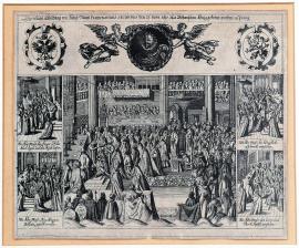 2-Eigentliche Abbildung, wie Kaiserliche Majestät Ferdinand II. am 21. Juni 1617 zum böhmischen König in Prag wurde.