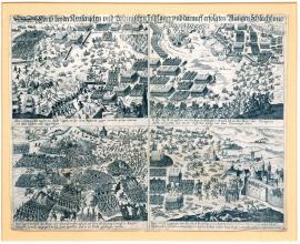 33-Darstellung beider kaiserlichen und böhmischen Feldlager und darauf erfolgten blutigen Schlacht und Niederlage der böhmischen Truppen im Prager Bereich.