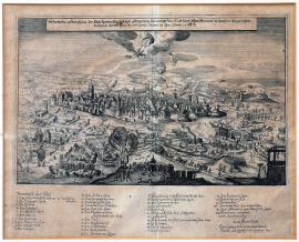 409-A true picture of Leipzig that was besieged and bombarded from 6 to 27 January 1547 after the suburb was burnt down by John Frederick, Elector of Saxony.