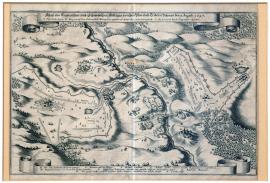 411-Nákres císařského a švédského polního ležení mezi Planou a Třebelem v Čechách, 9. srpna 1647.