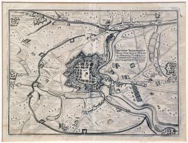 418-Nákres obléhání královského města Jihlavy na Moravě, které bylo po čtyřměsíčním obléhání konečně dne 7. prosince r. 1647 panem císařským generálem polním dělmistrem Janem Krištofem hrabětem z Puchheimu dohodou znovu dobyto.