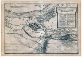 425-Vyobrazení kde a na kterém místě překročili spojenci řeku Isar počátkem května roku 1648.