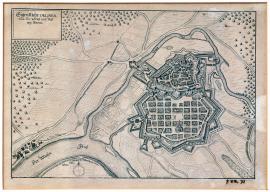 468-The actual drawing of the town and fortress of Hanau.