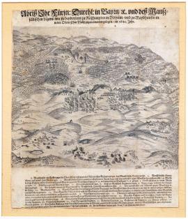 51-A picture of the field camps of His prince Majesty, duke of Bavaria, etc. and Mansfeld’s camp as they lay opposite each other close to Rozvadov in Bohemia and close to Weidhausen in Upper Palatinate in 1621. 