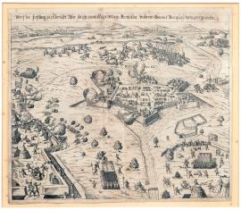 52-Darstellung der Festung Neuhäusel wie sie von der Armee Seiner Majestät des Kaisers unter den General Buquoy belagert wurde.