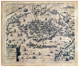 56-Darstellung der Stadt Frankenthal, wie diese von dem Vizegeneral Don Gonzalo Fernández de Córdoba belagert wurde. 1621.