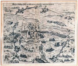 72-Darstellung der Festung Jülich, wie diese durch die Spanier eingenommen worden ist. 162.. (1622).