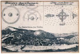 73-Odd appearance of three suns and rainbows which appeared on 25 January (or 4 February, according to the new calendar) 1622. Odd “chasma”, which was seen at night above Heidelberg on 5/15 February 1622.
