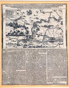83-True and certain report with depiction of how Christian, Duke of Brunswick captured Höchst, electoral town of Main, and how his army was defeated and disbanded by all the imperial armies on 20 June of the new calendar, or 10 June of the old calendar, in 1622. Printed in 1622.